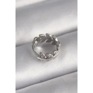 316L Çelik Gümüş Renk Zirkon Taşlı Yaprak Model Tragus Piercing