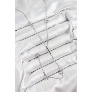 316L Çelik Kelebek Figürlü Y Model Gümüş Renk Kadın Kolye