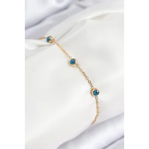 316L Çelik Nazar Boncuğu Model Gold Renk Kadın Bileklik