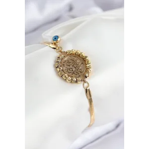 316L Çelik Nazar Boncuk Detaylı Hayat Ağacı Model İtalyan Zincir Gold Renk Kadın Bileklik