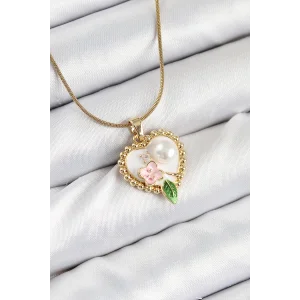 316L Çelik Sanatsal Portre Model Gold Renk Kadın Kolye