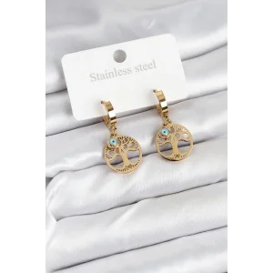 316L Çelik Yaşam Ağacı Model Kadın Küpe