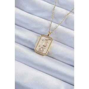 316L Çelik Zincir Altın Renk Zirkon Taşlı Çerçeveli Tarot Kolye