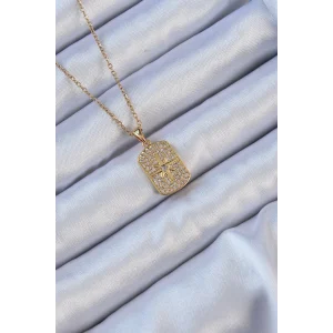 316L Çelik Zincir Altın Renk Zirkon Taşlı Kutup Yıldızlı Vintage Kolye