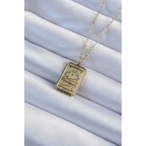 316L Çelik Zincir Eskitme Altın Renk Ay Figürlü Tarot Kolye