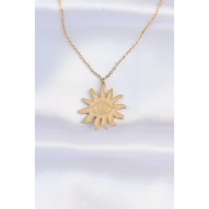 316L Çelik Zincir Gold Renk Göz Güneşi Tasarımlı Kolye