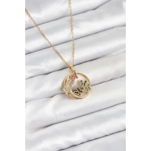 316L Çelik Zincir Gold Renk Zirkon Taşlı Kelebekli Kadın Kolye