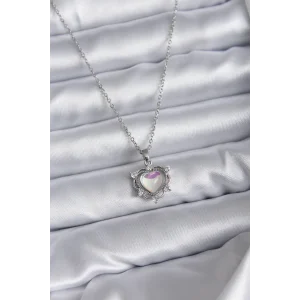 316L Çelik Zincir Gümüş Renk Kalp Model Kadın Kolye