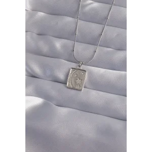 316L Çelik Zincir Gümüş Renk Zirkon Taşlı Ay Yıldız Figürlü Tarot Kolye