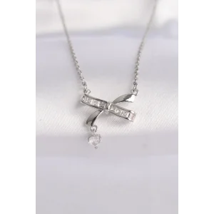 316L Çelik Zincir Gümüş Renk Zirkon Taşlı Kalp Detay Fiyonk Kolye