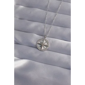 316L Çelik Zincir Gümüş Renk Zirkon Taşlı Kutup Yıldızı Kolye