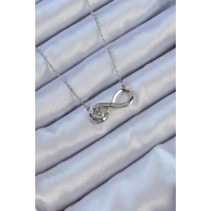 316L Çelik Zincir Gümüş Renk Zirkon Taşlı Minimal Kalp Figür Sonsuzluk Kolye