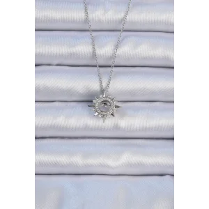 316L Çelik Zincir Gümüş Renk Zirkon Taşlı Parlayan Yıldız Kolye