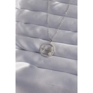 316L Çelik Zincir Gümüş Renk Zirkon Taşlı Yıldız Figürlü Oval Kolye