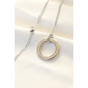 316L Çelik Zirkon Taşlı Çift Renkli Tifany Kolye