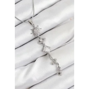 316L Çelik Zirkon Taşlı Güneş Ve Ay Enerji Model Gümüş Renk Kadın Kolye