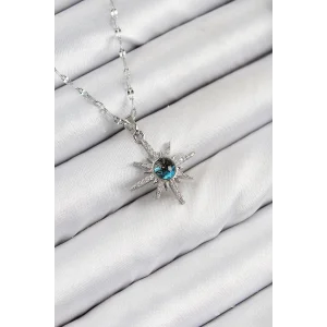 316L Çelik Zirkon Taşlı Kutup Yıldızı Model Gümüş Renk Kadın Kolye