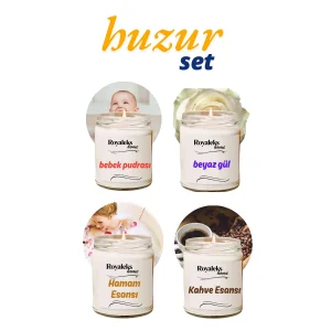 4 Adet Doğal Özel Seri Kokulu Dekoratif Kavanoz Mum 4X210 cc - Huzur Seti - RYL
