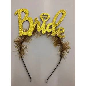 Altın Renk Bekarlığa Veda İtalik Yazı Alyanslı Bride Taç