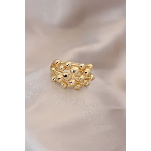 Ayarlamalı Gold Renk Metal Bombeli Boluncuk Model Yüzük
