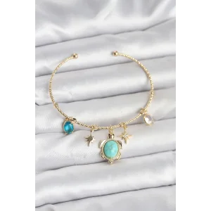 Caretta Caretta Charmlı Gold Renk Kadın Bileklik