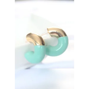 CCB Turkuaz Gold Çift Renk Küpe