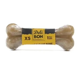 Delibon Deri Pres Vakumlu Kemik Köpek Ödülü Naturel 7 Cm 1 Adet