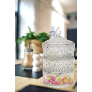 Delisoga 3 Katlı Cam Kurabiyelik Royaleks-PAK-417