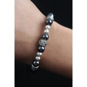 Doğal Taş X Model Antrasit Renk Asansörlü Erkek Bileklik