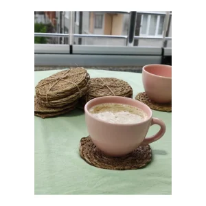 El Yapımı Hasır Bardak Altlığı Fincan Çay Kupa Altlığı Hasır Bardak Altlığı 6 Adet Royaleks-BLSSGS10