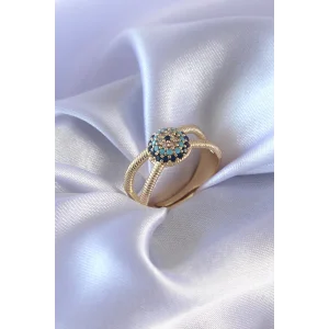 Gold Renk Nazar Boncuk Model Kadın Yüzük