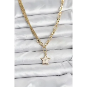 Gold Renk Pirinç Yıldız Model Kadın Kolye