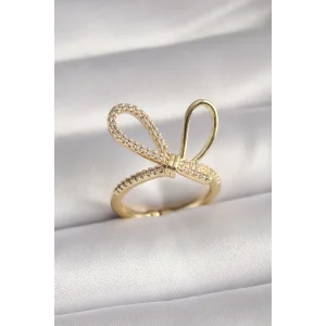 Gold Renk Zirkon Taşlı Düğüm Model Kadın Yüzük