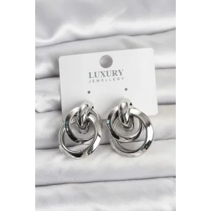 Gümüş Renk Halka Model Pirinç Kadın Küpe