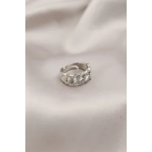 Gümüş Renk Metal Zincir Model Taşlı Kadın Yüzük