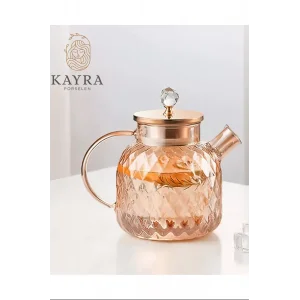 Kabartmalı Borosilikat Cam Demlik 1000ML Royaleks-CM-2006