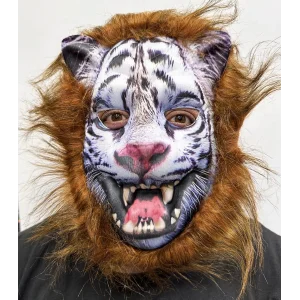 Kahverengi Saçlı Dişli Kurt Maskesi Köpek Maskesi Mega Peluş 12 No