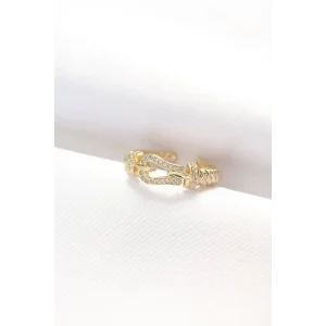 Kemer Tokası Tasarımlı Gold Renk Zirkon Taşlı Ayarlanabilir Yüzük