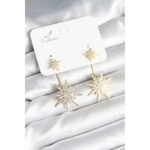 Kutup Yıldızı Model Zirkon Taşlı Pirinç Kadın Küpe