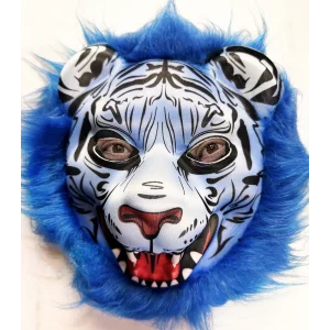 Mavi Saçlı Kaplan Maskesi Kurt Maskesi Mega Peluş 27 No