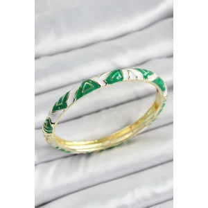 Mineli Pirinç Yeşil Beyaz Motifli Kadın Kelepçe