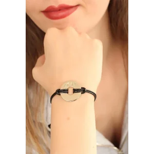 OKAY (İyi) Siyah Deri İpli Unisex Mood Bileklik