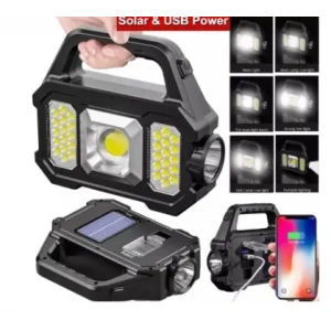P-880a Solar Powerbanklı Şarjlı Taşınabilir Güçlü Fener