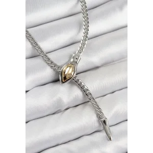 Pirinç Asansörlü Yılan Model Gümüş Renk Kadın Kolye