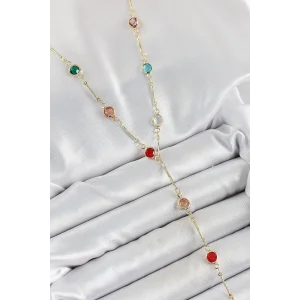 Pirinç Asorti Model Gold Renk Zirkon Taşlı Y Kolye