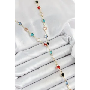 Pirinç Asorti Model Gold Renk Zirkon Taşlı Y Kolye