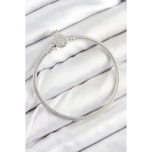 Pirinç Charm Zirkon Taşlı Taç Model Gümüş Renk Kadın Bileklik