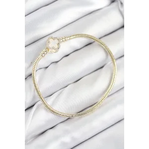 Pirinç Charm Zirkon Taşlı Yonca Model Gold Renk Kadın Bileklik