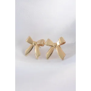 Pirinç Gold Renk Düz Plaka Fiyonk Küpe