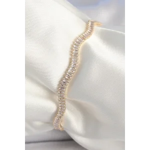 Pirinç Gold Renk Su Yolu Zirkon Taşlı Model Kadın Bileklik
